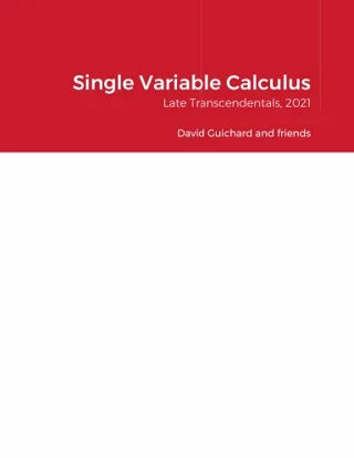 Single Variable Calculus, Late Transcendentals